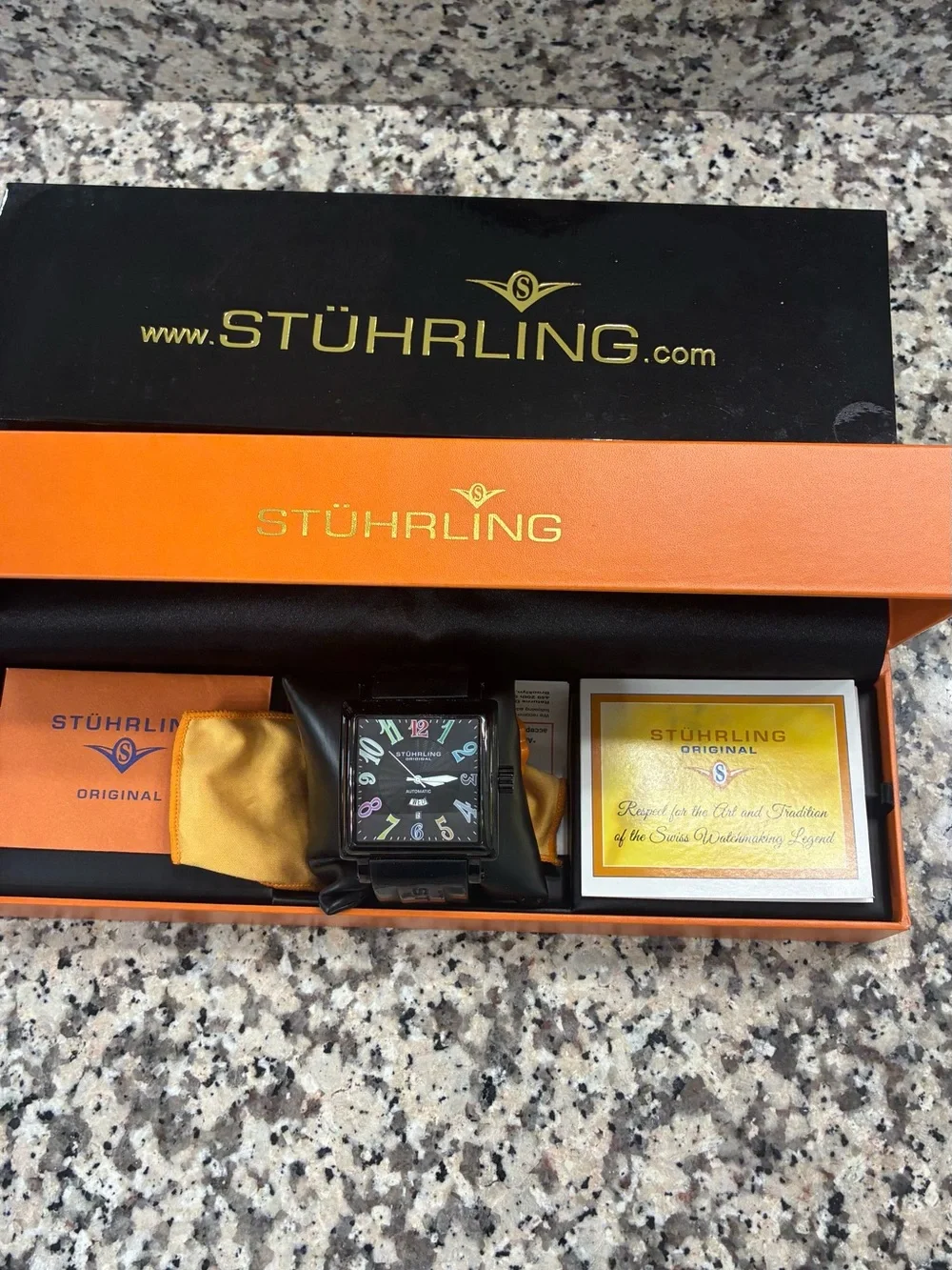 Stuhrling Men’s - Black multi colored dial